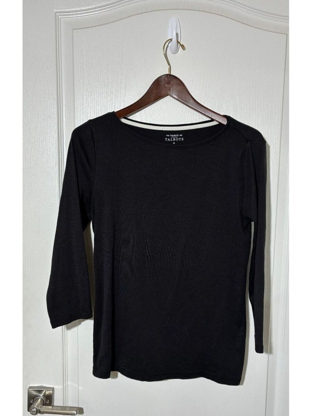 Size Medium black boatneck Talbot's Tee boatneck 100% Pima Cotton super clean